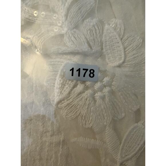 Flew de Lis Tunic Top Womens M White Sheer Embroidered Lace Fairy Angelcore 3D - Picture 9 of 9